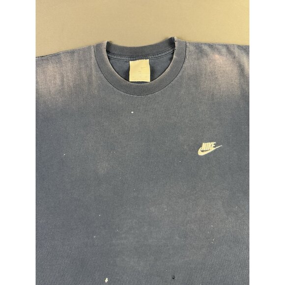 Rare Vintage Y2K Nike Swoosh Faded Thrashed Navy Blue XL Shirts Sports Hype Gym - Picture 3 of 13